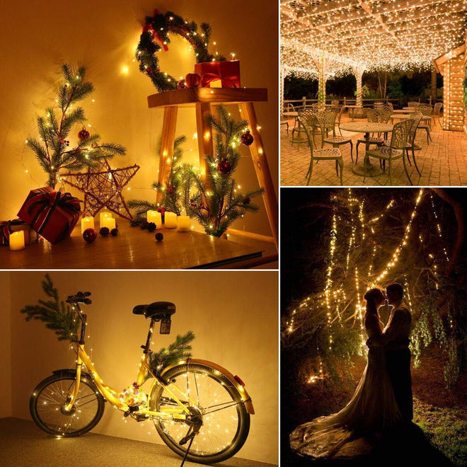 Lomotech Solar String Lights Outdoor - 2 Pack Total 66ft 200LED Solar Fairy Lights Waterproof 8 Modes Twinkle Lights for Outdoor, Patio, Garden, Yard, Party, Wedding, Tree Decoration (Warm White) 🍁 All In One Marketplace Canada