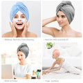 3 Pack Microfiber Hair Towel BEoffer Super Absorbent Hair Wraps for Women Wet Hair, Fast Drying Hair Turban, Hair Caps with Buttons for Drying Curly, Long & Thick Hair Anti Frizz (Gray+Pink+Blue) 🍁 All In One Marketplace Canada