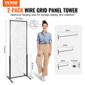 VEVOR 2' x 5.6' Grid Wall Panels Tower, 2 Packs Wire Gridwall Display Racks with T-Base Floorstanding, Double Side Gridwall Panels for Art Craft Shows, Retail Display with Extra Clips and Hooks 🍁 All In One Marketplace Canada