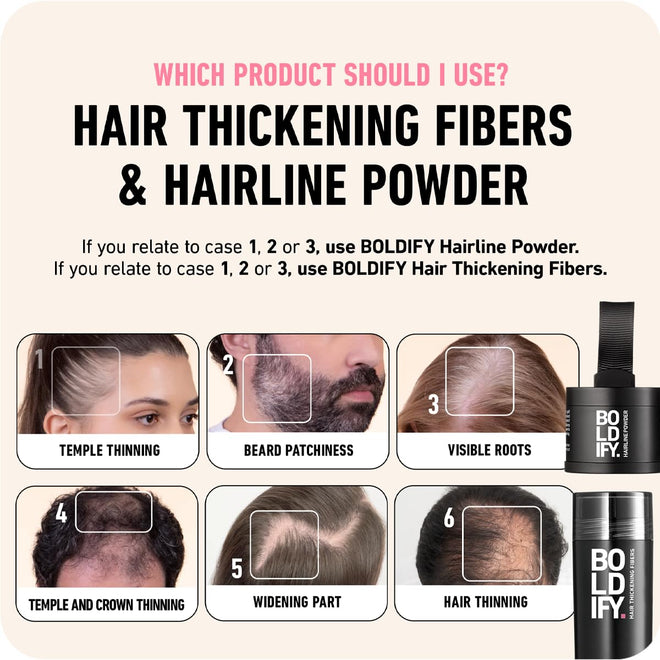 BOLDIFY Hair Fibers (28g) - Fill In Thinning and Fine Hair for an Instantly Fuller, Thicker Look - 14 Shades for Women & Men - Black 🍁 All In One Marketplace Canada