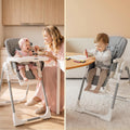 INFANS High Chair for Babies & Toddlers, Foldable Highchair with Multiple Adjustable Backrest, Footrest and Seat Height, Removable Tray, Detachable PU Leather Cushion, Built-in Rear Wheels (Grey) 🍁 All In One Marketplace Canada