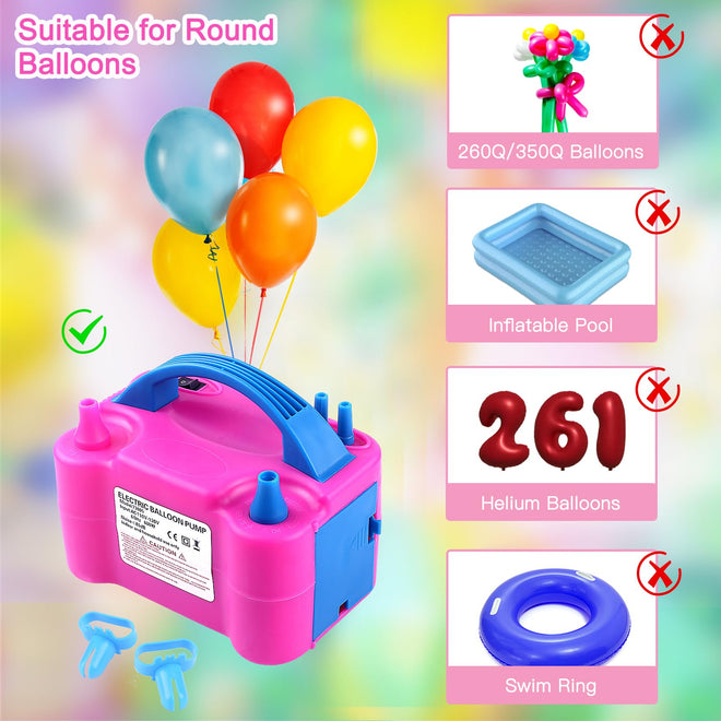 Electric Balloon Pump,Balloon Inflator, Dual Nozzle Electric Air Pump,Balloon Pump Balloons Blower 110V 600W for Party Decoration with Gifts:2 Balloon Tying Tools (Rose red) 🍁 All In One Marketplace Canada
