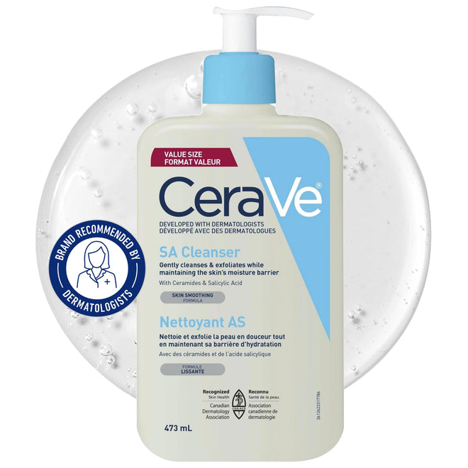 CeraVe Salicylic Acid Cleanser, Renewing Exfoliating Face Wash With Vitamin D for Normal Skin, Fragrance Free, Verified by CeraVe, 473ml 🍁 All In One Marketplace Canada