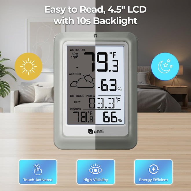Indoor Outdoor Thermometer Hygrometer Wireless Weather Station, Temperature Humidity Monitor Battery Powered Inside Outside Thermometers with 330ft Range Remote Sensor and Backlight Display 🍁 All In One Marketplace Canada