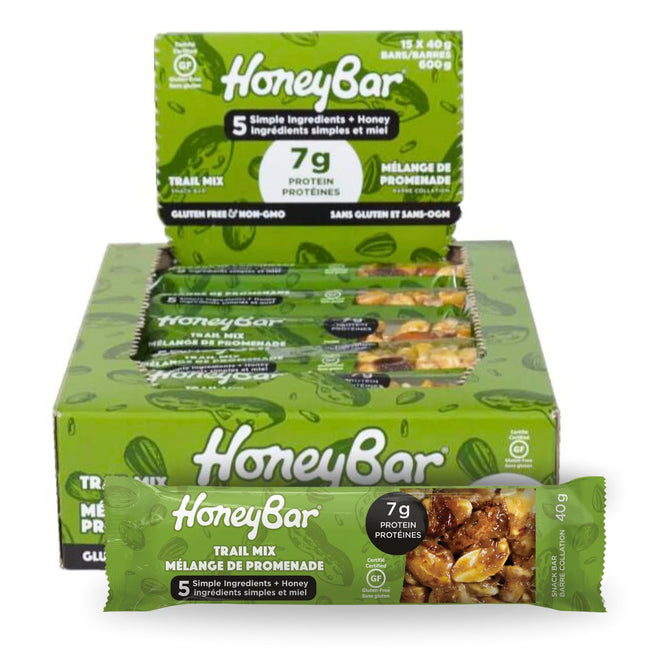HoneyBar Snack Bars, Trail Mix, 15 x 40g bar (Case Pack) 🍁 All In One Marketplace Canada