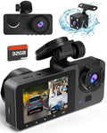 Dash Camera for Cars, 4K Dash Cam Front and Rear, Triple Car Camera with 32GB Card,Built-in IR Night Vision,2.0'' IPS Screen,170°Wide Angle,WDR,HDR,G-Sensor,24H Parking Mode, Loop Recording 🍁 All In One Marketplace Canada
