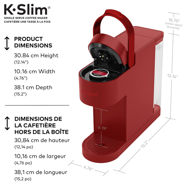 Keurig K-Slim Single Serve K-Cup Pod Coffee Maker, Featuring Simple Push Button Controls And MultiStream Technology, Scarlet Red 🍁 All In One Marketplace Canada