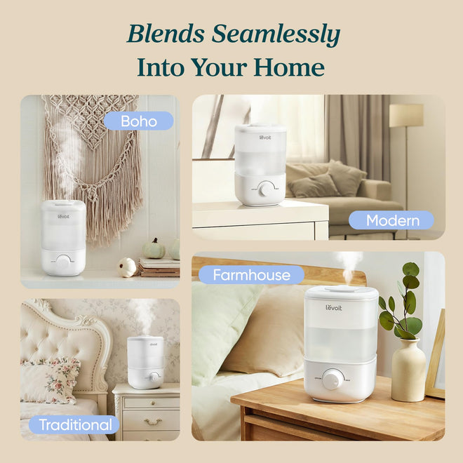 Levoit Humidifiers for Bedroom, Top Fill Cool Mist Air Humidifier for Baby Nursery, Plants, Ultrasonic, Auto Shut-off, BPA Free, Quiet, Knob Control, 360° Nozzle 🍁 All In One Marketplace Canada