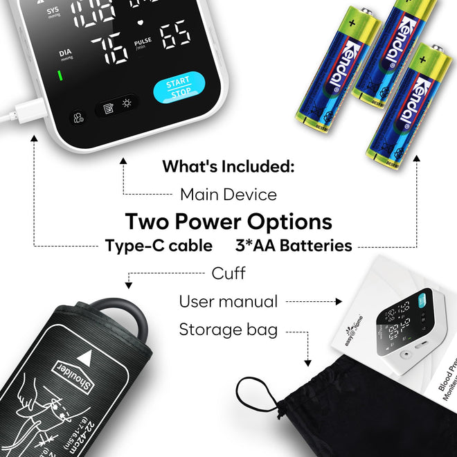 Bluetooth Blood Pressure Machine for Home Use – Easy@Home Smart BP Monitor with Free MyHeartPal App, Voice Function & LED Screen, Supports Apple & Android Devices, EBP-703T 🍁 All In One Marketplace Canada