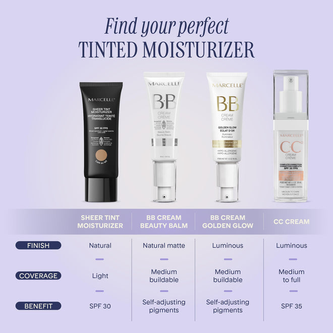Marcelle BB Cream Golden Glow, Universal Shade, Tinted Moisturizer, Skin Enhancer, Illuminator, Beauty Balm, Non-Comedogenic, Paraben-Free, Oil-Free, Hypoallergenic, Cruelty-Free, 45 mL 🍁 All In One Marketplace Canada