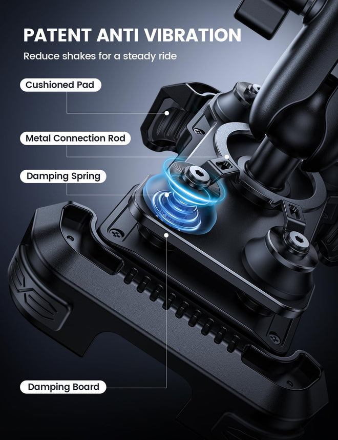 Lamicall Motorcycle Phone Mount Holder - [Dual Vibration Dampener] [720° Adjustment Arm] Motorcycle Cell Phone Holder, Bike Handlebar Phone Mount for iPhone 17 Pro/Air/16/15/14 Pro Max, 4.7-6.7" Phone 🍁 All In One Marketplace Canada