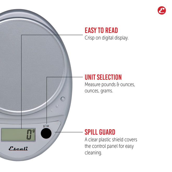 Escali Primo Digital Food Scale Multi-Functional Kitchen Scale and Baking Scale for Precise Weight Measuring and Portion Control, 8.5 x 6 x 1.5 inches, Chrome 🍁 All In One Marketplace Canada