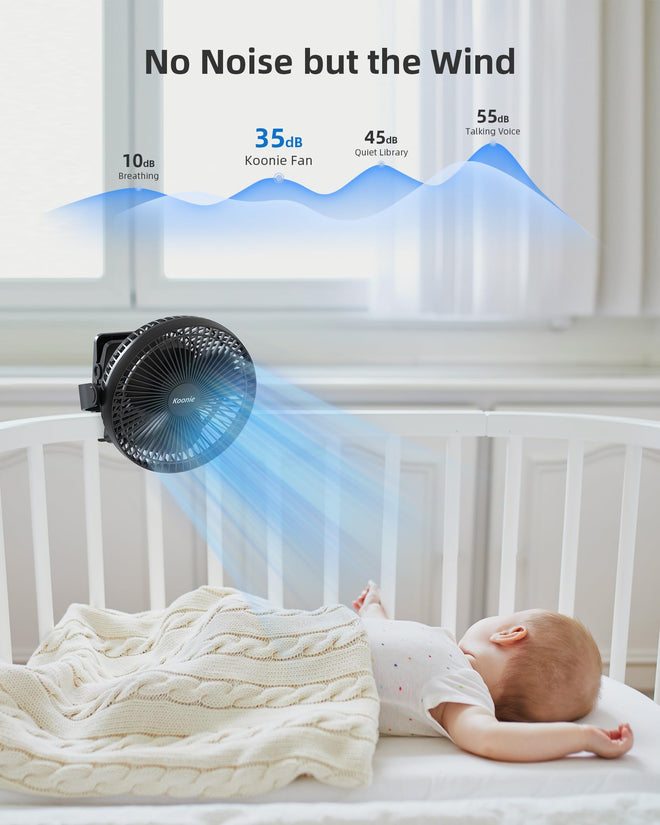 Koonie 10000mAh Clip on Fan Rechargeable, 8-Inch Battery Operated Desk Fan, USB Fan with 4 Speeds, Strong Airflow Sturdy Clamp for Golf Cart Office Desk Outdoor Travel Camping Tent Gym Treadmill,Black 🍁 All In One Marketplace Canada