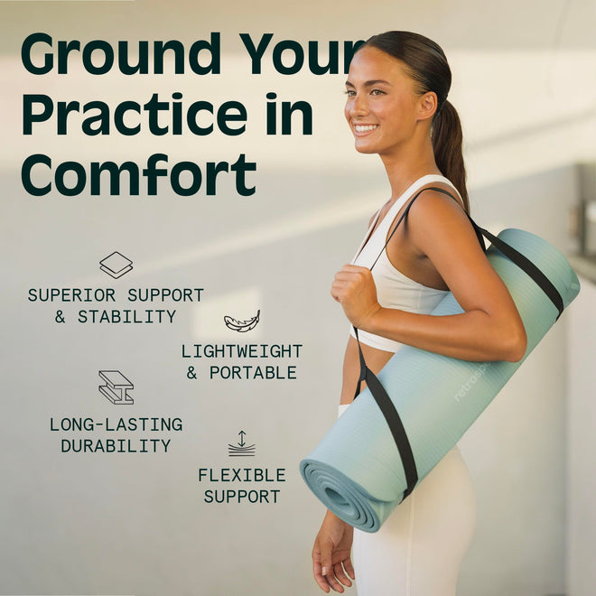 Retrospec Solana Yoga Mat 1" Thick w/Nylon Strap for Men & Women - Non Slip Exercise Mat for Home Yoga, Pilates, Stretching, Floor & Fitness Workouts - Boysenberry 🍁 All In One Marketplace Canada