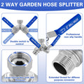 Garden Hose Splitter 2 Way, 304 Stainless Steel Heavy Duty Water Hose Splitter with Long Handle, 3/4" GHT Thread Y Valve Water Garden Hose Tap Adapter, Full Flow Water Splitter Connector 🍁 All In One Marketplace Canada