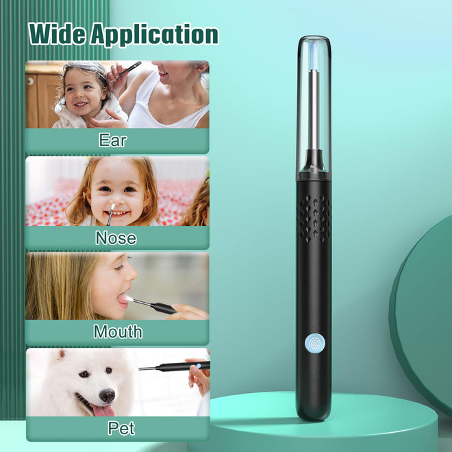 LMECHN Ear Wax Removal, Ear Cleaner with 7 Pcs Ear Set, Ear Wax Removal Tool Camera with 1080P Ear Otoscope & 6 LED Lights, Wireless Ear Pick for Ear Cleaning with 6 Ear Spoons Black 🍁 All In One Marketplace Canada