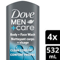 Dove Men+Care Body and Face Wash with 24-hour Nourishing Micromoisture, Clean Comfort, Men's Body Wash, 532mL, Pack of 4 🍁 All In One Marketplace Canada