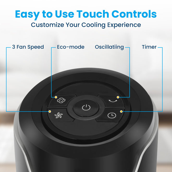 Senville 42" Oscillating Tower Fan for Bedroom, Remote, Bladeless, Quiet, 3 Modes, 7-Hour Timer, LED Display, Black 🍁 All In One Marketplace Canada