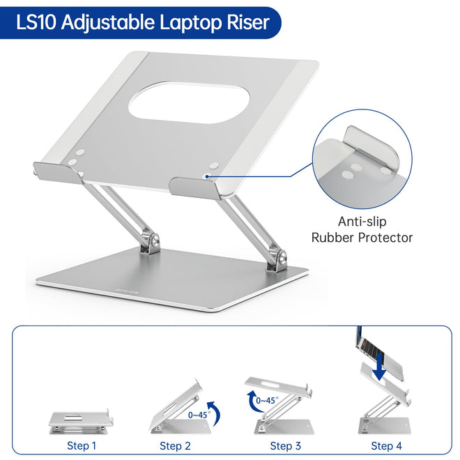 Besign LS10 Laptop Stand for Desk, Ergonomic Adjustable Notebook Tablet Stand, Riser Holder Computer Stand Compatible with Air, Pro, Dell, HP, Lenovo More 10-14" Laptops, Lapdesks (Silver) 🍁 All In One Marketplace Canada
