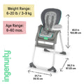 Ingenuity Full Course 6-in-1 High Chair - Baby to 5 Years Old, 6 Convertible Modes, 2 Dishwasher Safe Trays - Astro 🍁 All In One Marketplace Canada