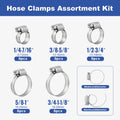 Hose Clamps, Small Worm Gear Hose Clamp Kit, Stainless Steel Worm Gear Hose Clamps for Radiator, Heater, 1 inch, 3/8 inch, 1/2 inch, 1/4 inch, 40 pcs 🍁 All In One Marketplace Canada