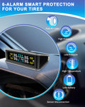 Flydew RV Tire Pressure Monitoring System (TPMS) - TPMS sensors Set of 4 | Solar/USB Charger | LCD Display | for RV/Truck/SUV/MPV/Sedan | TPMS Kit 🍁 All In One Marketplace Canada
