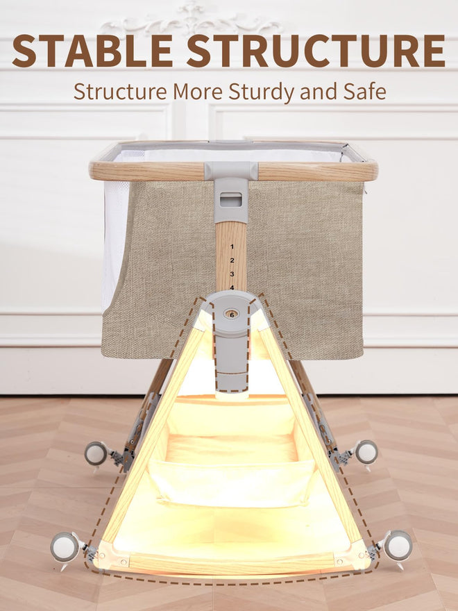 Baby Bassinet, Basinet Bedside Sleeper with Waterproof Bassinet Sheets and Soft Mattress, Safe Adjustable Height Bedside Bassinets with Wheels, Girl/Boy Bassinets, Jestonten (Khaki) 🍁 All In One Marketplace Canada