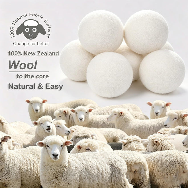 Budieggs Wool Dryer Balls Organic XL 6-Pack, 100% New Zealand Wool Chemical Free Fabric Softener for 1000+ Loads, Baby Safe & Hypoallergenic, Fabrics Soft and Fluffy Naturally 🍁 All In One Marketplace Canada
