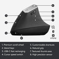 Logitech MX Vertical Wireless Mouse – Ergonomic Design Reduces Muscle Strain, Move Content Between 3 Windows and Apple Computers, Rechargeable, Graphite 🍁 All In One Marketplace Canada