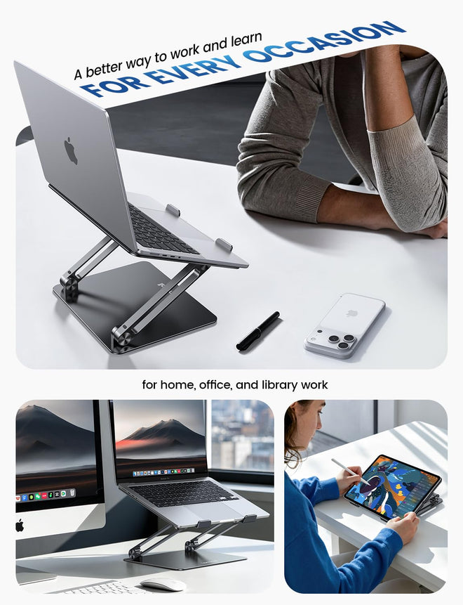 Lamicall Adjustable Laptop Stand, Portable Laptop Riser, Aluminum Laptop Stand for Desk Foldable, Ergonomic Computer Notebook Stand Holder Gift for MacBook Air Pro, More 10-17.3" Laptops, Black 🍁 All In One Marketplace Canada