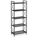 SONGMICS 5-Tier Metal Storage Rack, Shelving Unit with X Side Frames, Dense Mesh, 12.6 x 23.6 x 57.3 Inches, for Entryway, Kitchen, Living Room, Bathroom, Industrial Style, Ink Black UBSC165B01 🍁 All In One Marketplace Canada