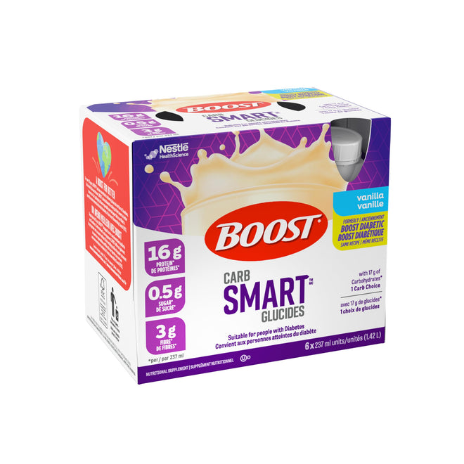 BOOST CarbSmart Vanilla, High Protein, Low Sugar, 24 Vitamins & Minerals, Nutritional Supplement, 16g Protein, 0.5g Sugar, Kosher, Gluten-free, Suitable For Diabetics, 24 Bottles, 6 kg 🍁 All In One Marketplace Canada