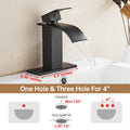 Fransiton Black Bathroom Faucet Bathroom taps 1 or 3 Hole Bathroom Sink Faucet Single Handle washroom Waterfall Faucet with Deck and Pop-up Drain 🍁 All In One Marketplace Canada