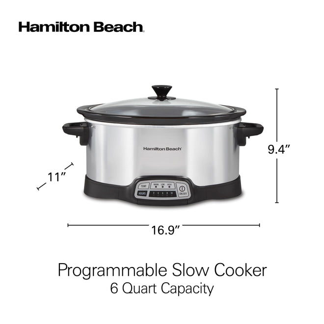 Hamilton Beach Programmable Slow Cooker, 6 Quart Capacity, Silver, 33463 🍁 All In One Marketplace Canada