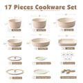 SENSARTE 17 Piece Ceramic Pots and Pans Set, Nonstick Detachable Handle Cookware, Induction Kitchen Cookware Set with Removable Handle, Dishwasher ＆ Oven Safe (Almond Beige) 🍁 All In One Marketplace Canada