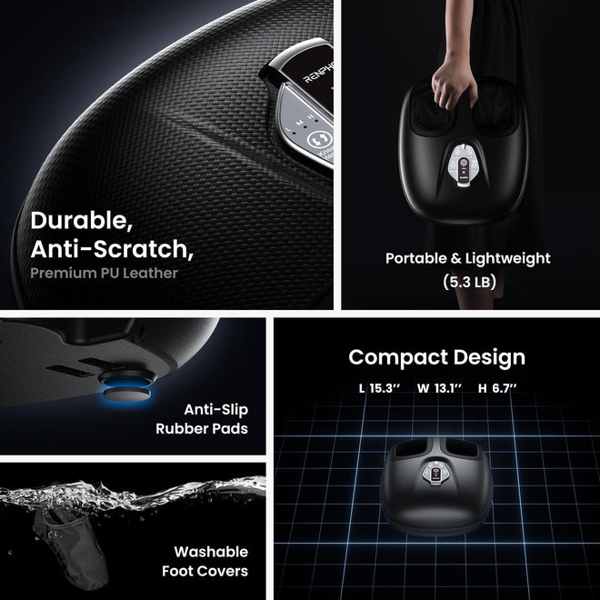 RENPHO Foot Massager with Heat, Deep Kneading Electric Shiatsu Foot Massager Machine with Wireless Remote Control, 3 Heating Levels & Air Compression, Birthday Gifts for Women Men 🍁 All In One Marketplace Canada