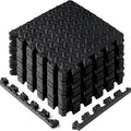 Yes4All EVA Interlocking Mats, Puzzle Floor Tiles, Foam Floor Padding with Border for Furniture, Home Space, Living Room, Garage - Black, 1.02 m2 🍁 All In One Marketplace Canada