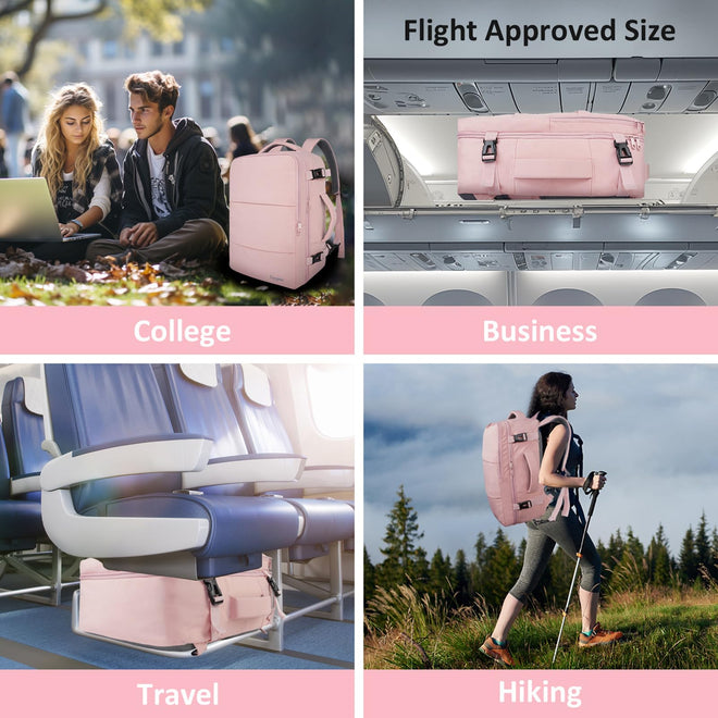 Taygeer Travel Backpack for Women, Carry On Backpack with Shoe Pouch, TSA 15.6inch Laptop Backpack Flight Approved, College Nurse Bag Casual Daypack for Weekender Business Hiking, Pink 🍁 All In One Marketplace Canada