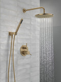 Delta Faucet Modern Raincan 2-Setting Round Shower System Including Rain Shower Head and Handheld Spray Gold, Rainfall Shower System Gold, Shower Valve and Trim Kit, Champagne Bronze 342702-CZ 🍁 All In One Marketplace Canada