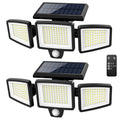 Solar Motion Sensor Outdoor Lights - 2500LM Bright LED Security Flood Light - Adjustable 3 Head Night Lighting Solar Powered IP65 Waterproof with Remote for Outside Garage Yard 🍁 All In One Marketplace Canada