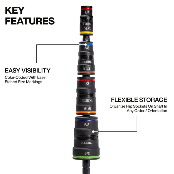 Klein Tools 32934 Impact Driver, 9-in-1 SAE Impact Socket Set, 4 Flip Sockets with 1/4, 5/16, 3/8, 7/16, 1/2, 9/16, 5/8, and 3/4-Inch Nut Driver Sizes with Bit Holder, 6-1/2-Inch Shaft 🍁 All In One Marketplace Canada