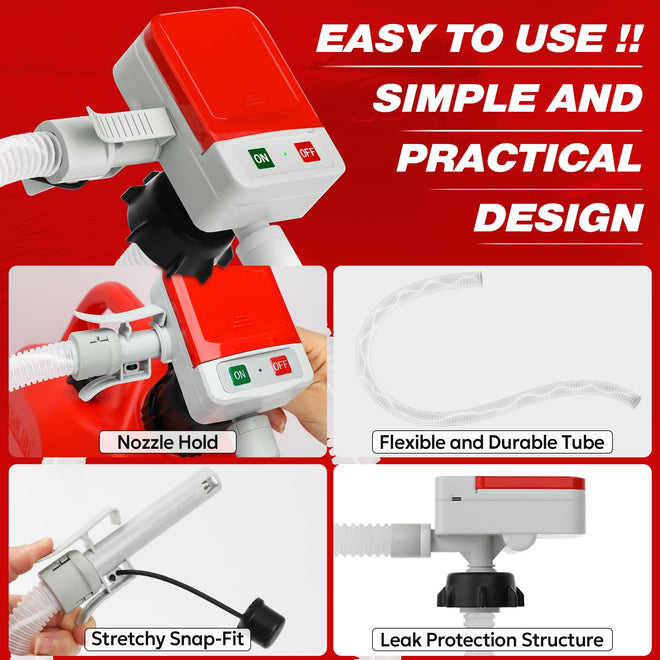 2026 Upgraded Electric Fuel Transfer Pump with Auto-Stop, 3.2 Gallon per Min, USB & Battery Powered, 51" Hose, 4 Gas & Jerry Can Adapters, Leak-Proof Gas Pump for Gasoline, Diesel and Kerosene 🍁 All In One Marketplace Canada