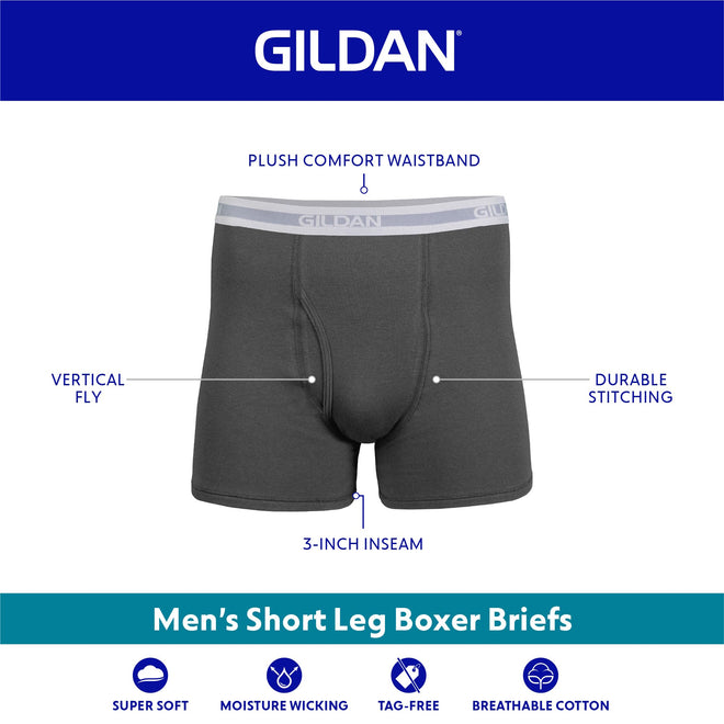 Gildan Men's Short Leg Boxer Briefs 5-Pack, Black/Royal/Charcoal/Stripe, Large (Colors May Vary) 🍁 All In One Marketplace Canada