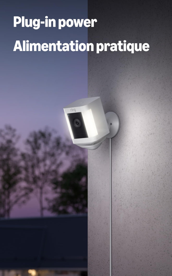 Ring Spotlight Cam Plus, Plug-in | Two-Way Talk, Colour Night Vision, and Security Siren - White 🍁 All In One Marketplace Canada