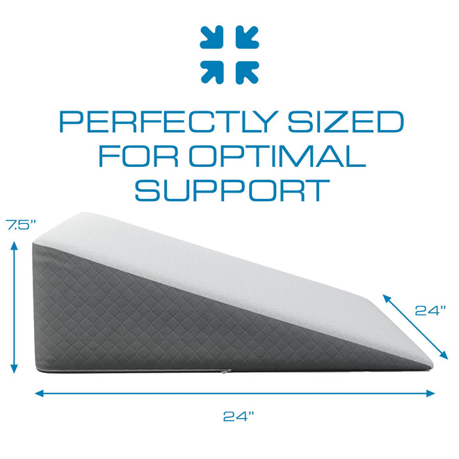 Kӧlbs Bed Wedge Pillow with Memory Foam Top Chic Jacquard Grey and White Cover (7.5" Height) 🍁 All In One Marketplace Canada