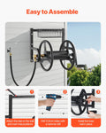 VEVOR Wall Mounted Garden Hose Reel, Holds 125 ft 5/8-inch Hose, Heavy-Duty Water Hose Winder, Space-Saving Design, Outdoor Manual Reel with Brass Fitting and Storage Basket for Yard Lawn 🍁 All In One Marketplace Canada