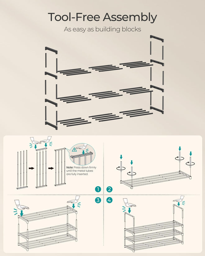 SONGMICS Shoe Rack, 3-Tier Shoe Organizer, Sturdy Storage Shelf, Upright or Upside Down, for 16-20 Pairs, Stackable, for Entryway, 30 x 92 x 55 cm, Black ULSA303B02 🍁 All In One Marketplace Canada