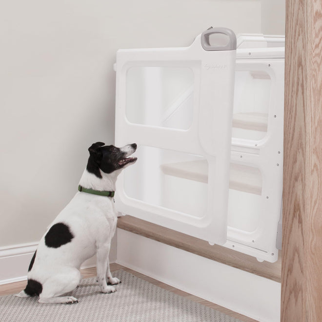 Safety 1st Perfect Fit Gate, Pressure or Hardware installed - Fits Spaces Between 28" and 42" Wide, 28" Tall. Pivoting Bumper For Uneven Openings, Solid Panel Design, Perfect for babies and Pets, White 🍁 All In One Marketplace Canada