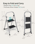 SONGMICS Step Ladder, 2-Step Ladder, Folding Ladder, Safety Lock, Space-Saving Storage, Holds up to 330 lb, Dove Gray UGSL012G01 🍁 All In One Marketplace Canada