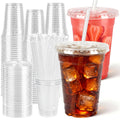 100 Pcs Clear Plastic Cups with Flat Lids and Straws, 12 oz Disposable PET Iced Coffee Cups - Ideal for Ice Coffee, Smoothie, Juice, Lemonade, Cold Beverages﻿ 🍁 All In One Marketplace Canada